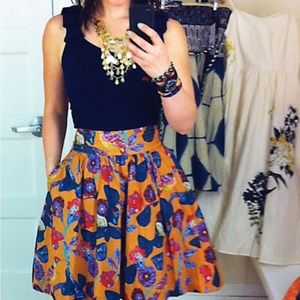 Anthropologie NATHALIE LETE PARIS Women’s Floral Butterfly Birds A-line SKIRT 8